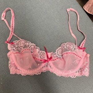 Pink lace bra